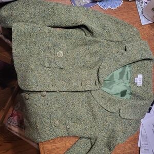 LOFT Green Tweed Blazer